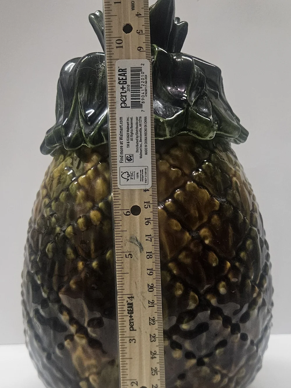 Pineapple Ceramic Cookie Jar - Green and Brown